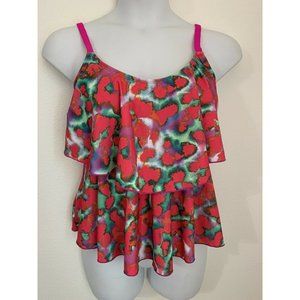 NWT! Dippin Daisy’s Tankini Swim Top Size 14 Pink Made in USA Ruffles